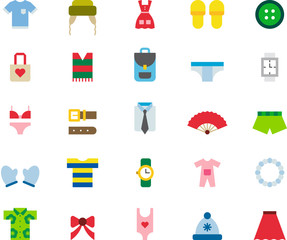 CLOTHES & ACCESSORIES colored flat icons