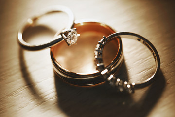 Three luxury platinum bridal rings