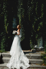 Fototapeta premium Stylish happy bride on wedding day