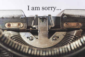 I am sorry message written on a vintage typewriter