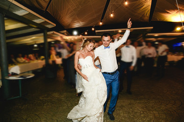 Wedding dance in restaurant hall