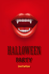 Halloween Party Invitation with vampire mouth