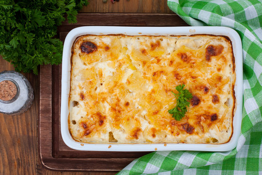 Gratin Potatoes With Cheese, Top View