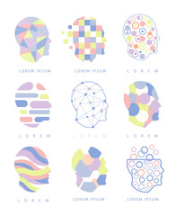 Thinking Inside Human Head Different Abstract Design Pastel Icons
