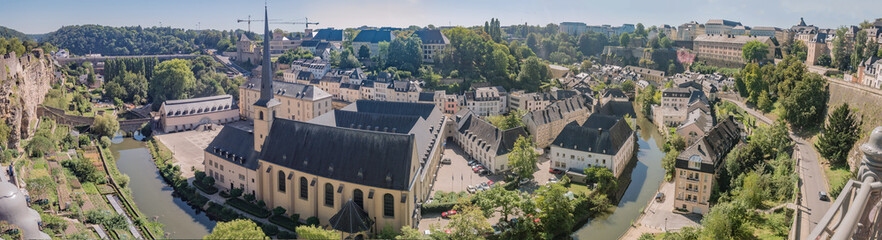 Luxemburg medieval city with surrounding walls - obrazy, fototapety, plakaty