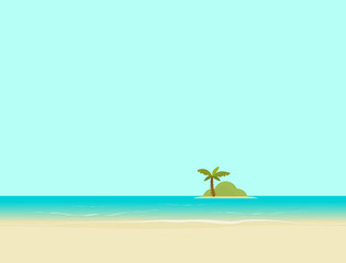 Fototapeta na wymiar Island in the sea or ocean from beach landscape vector illustration, flat cartoon island with palm tree
