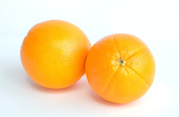 Orange fruit on white background.