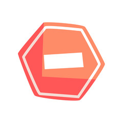 Road Stop Brick Sign Item Cool Colorful Vector Illustration