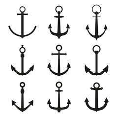 Set of anchor symbols or logo template vector
