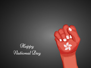 Illustration of hand with Hongkong Flag for National Day