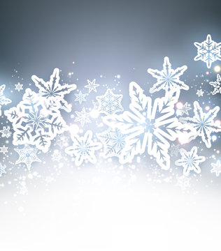 Winter blue background with snowflakes.