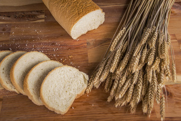 fresh bread on the wooden board