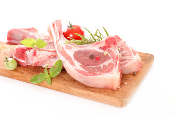 raw lamb chop with rosemary