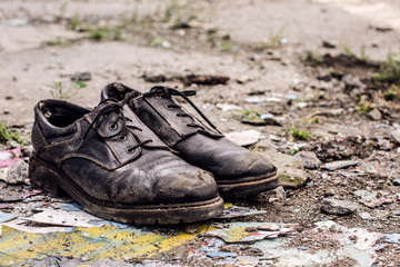 Homeless man shoes