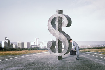 Despaired to get income . Mixed media