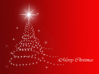 red Christmas background with Christmas tree