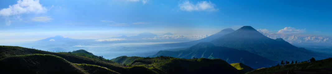 Landscape view from Mount Prau, Indonesia.