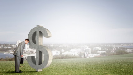 Despaired to get income . Mixed media