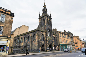 Naklejka na ściany i meble Edinburgh, View of the city, several monuments and the Castle. Series of Views of Edinburgh, with its main monuments and streets