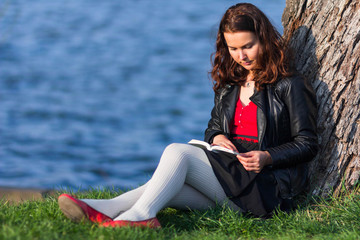 Reading in park