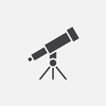 telescope solid icon, vector illustration, pictogram isolated on white