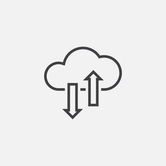 cloud sync line icon, outline vector illustration, linear pictogram isolated on white