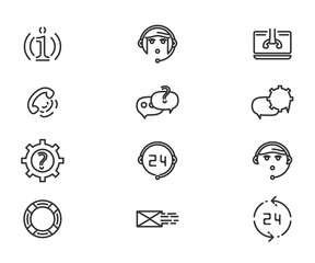 Support service and telemarketing vector icon set
