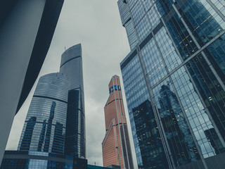 Modern glass silhouettes of skyscrapers in the city