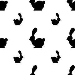 repeating pattern with black rabbit sillhouette on white background