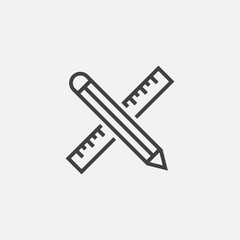 pencil and ruler line icon, design outline vector illustration, linear pictogram isolated on white
