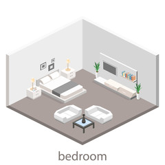 Fototapeta na wymiar modern bedroom design in isometric style.