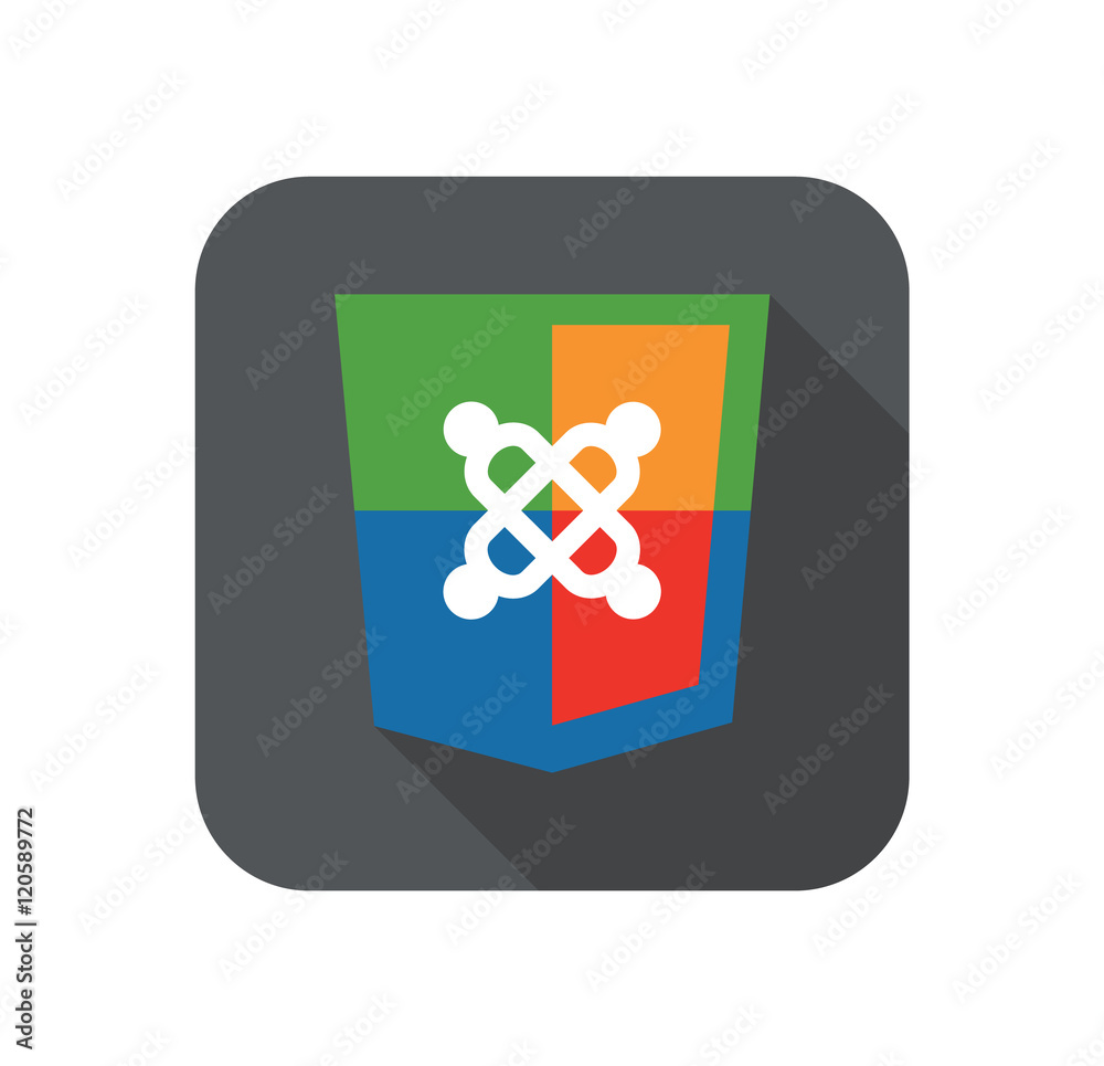 Wall mural vector illustration of web development shield sign symbol content system. isolated badge