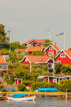 Typical swedish wooden houses in Karlskrona