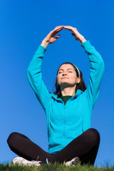 Naklejka premium Meditating in nature