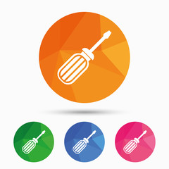 Screwdriver tool sign icon. Fix it symbol.