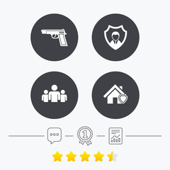 Security agency icons. Home shield protection.