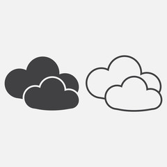 clouds line icon, outline and solid vector sign, linear and full pictogram isolated on white, logo illustration