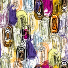 Plexiglas foto achterwand seamless background pattern, with circles/oval, strokes and spla © Kirsten Hinte