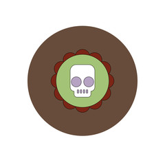 Vector illustration in flat design Halloween icon coaster with skull