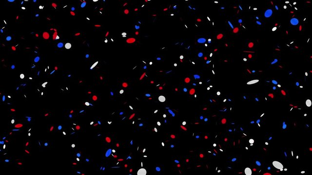 confetti circular red blue white on black - 4k 30fps loop