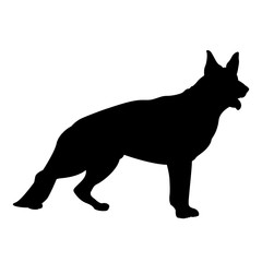German Shepherd dog black silhouette vector illustration