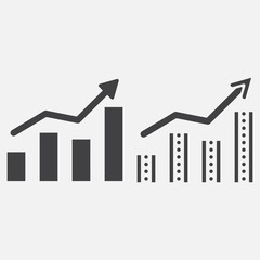 growing chart line icon, outline and solid vector sign, linear and full pictogram isolated on white, logo illustration