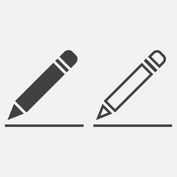 pencil line icon, outline and solid vector sign, linear and full pictogram isolated on white, logo illustration