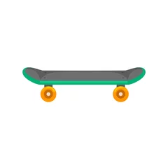 Afwasbaar fotobehang isolated skateboard with wheel for active lifestyle, extreme sport for youth activity, balance street transport vector illustration © anutaberg