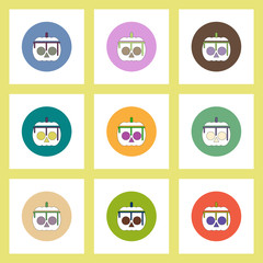 flat icons Halloween set of bloody pumpkin concept on colorful circles