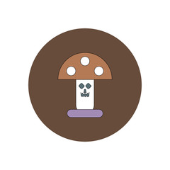 Vector illustration in flat design Halloween icon mushroom with smiley face