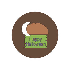 Vector illustration in flat design happy halloween and moon