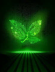 Vector circuit board leaves. Concept of innovation or csr concept