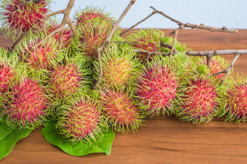 Rambutan on wood table