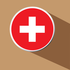 Vector - Switzerland flag button icon with long shadow